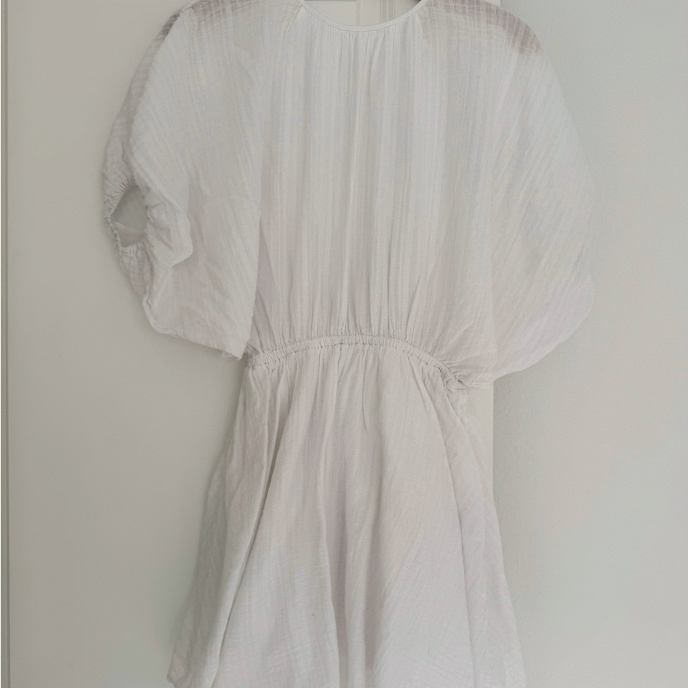 AERIE women’s white short sleeve cut out back swimsuit cover dress size SMALL